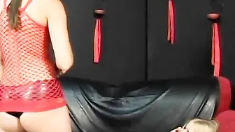 Young blonde bitch covered with wax before licking lezdoms snatch