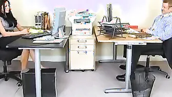 Audrey Bitoni getting plowed into the office