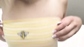 This POV features a sexy Latina teen with some hair on her pussy