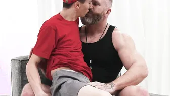 Skinny boy fucks an enormous gorilla to a man