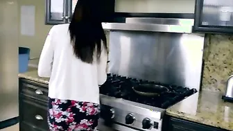 Christian Charity is doing her homework while her milf cooks dinner. When her stepdad Romeo Price starts quizzing her about