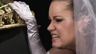 Grieving widow getting consolation inside a gigantic priests penis