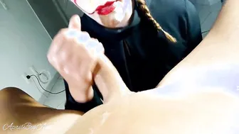 Halloween IT cosplay deep throat and cum drink