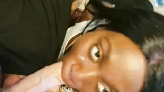 2 african girls blows long white dick