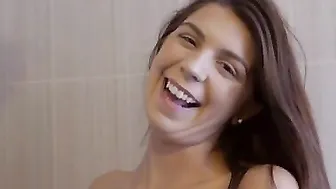 Olivia Lua and Brad Knight are inside a race to use the shower so they