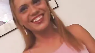 Sweet eighteen cock sucking off and rides until cum fills her mouth
