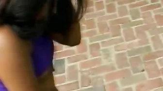 Hispanic sweetie fucked by the outdoors swimming pool
