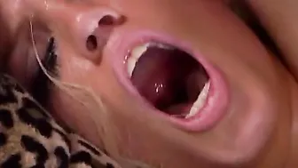 Fishnet wearing 18 year old getting face covered with jizz during hardcore fucking