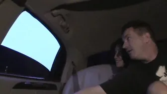 Vicki Chase blowjob threesome in Limo