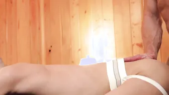 Nasty twink masturbating while raw drilled by his stepdad