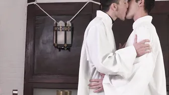 Priest seduces young twink and fucks his tight asshole raw