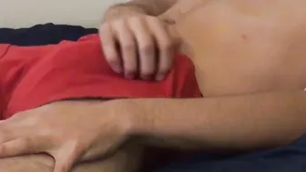 Real amateur jerking off alone and cumming from pleasure