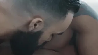 Tattooed hunk Zaddy moans during interracial anal drilling