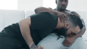 Tattooed hunk Zaddy moans during interracial anal drilling