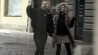 Elza A and her GF Lesya walk the streets hand into hand as they enjoy some sightseeing. They stop into