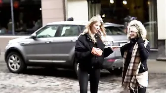 Elza A and her GF Lesya walk the streets hand into hand as they enjoy some sightseeing. They stop into