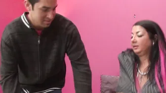 Stepmom and stepdaughter rode big cock