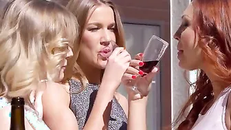 A glass of wine shared between friends is just the start of a sexsual evening