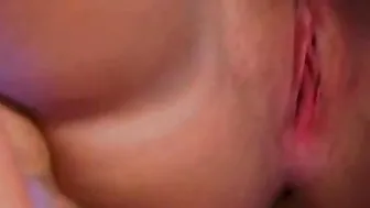 Slutty 18 yo blowing and rides cock before cum spills on her tiny titted