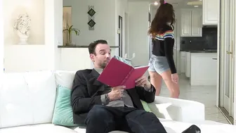 Teen practicing anal on daddys big dick
