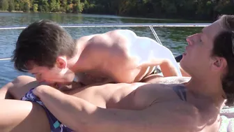 Two extremely hot gay hunks having raw sex on boat