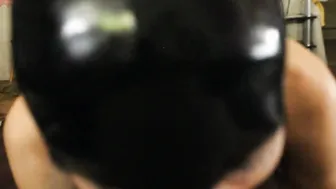 Shiny African mom Deep Throat German Fucking Vagina Rubber Mask Gloves