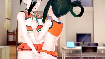 Momo Yaoyorozu Gets her Snatch Eaten by Tsuyu Asui then Fucks her with a Fake-Dick.