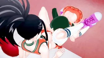 Momo Yaoyorozu Gets her Snatch Eaten by Tsuyu Asui then Fucks her with a Fake-Dick.