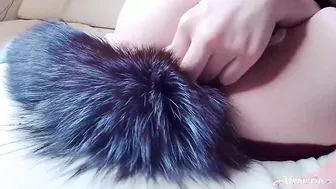 sexy Babe Fox Masturbate Twat Sex Toy with Booty Plug Orgasm