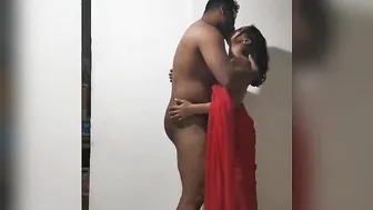 Sri Lankan Wifey Fuck inside Bombshell Red Saree Piyumi Hansamali