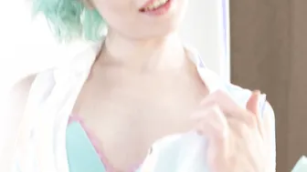 Blue-haired teeny anal debut