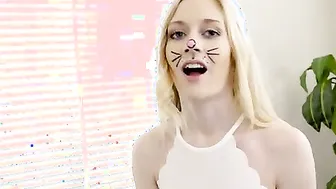 Perky little spinner Emma Stone is inside the Easter spirit as she wanders her house clothed as the Easter bunny.