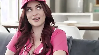 The cable is out so Jessica Ryan is trying to got the baseball game on the radio. Shes dolled up
