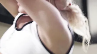Petite blonde teen Gerda working out