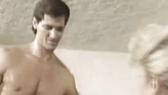 Beautiful babe rides cock after hot massage in vintage scene
