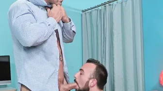 Hunky boss calls over doctor for a wild anal examination