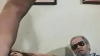 Oily Yvonne spreading dyke pussy with tongue and toys