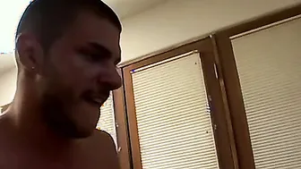 Shane gets his ass drilled by huge cock after giving blowjob