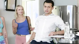 Hot Blonde Teen Gives A Striptease And Sensual Massage To Her Older Client In Exchange For His Help With College Exam
