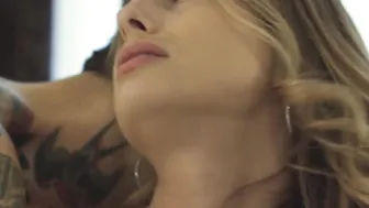 Young Kristen Scott is kissing her man as he impales her