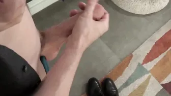 Pantyhose fetish jock Jack Hunter wanking inside sheer sock