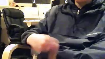 Tyler squirting a load in front of the camera in the office