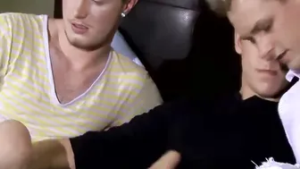 Hot sexy Brit jocks wild gay threesome anal fucking