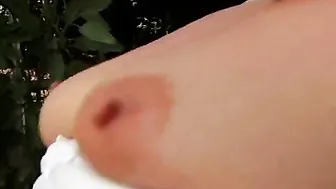 Tight red head bitch outdoors fucking