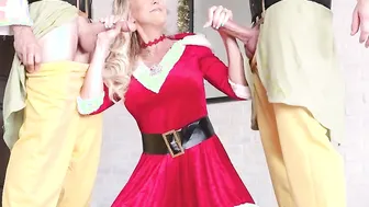 Tantalizing pornstar fucks in threesome dressed like Santa