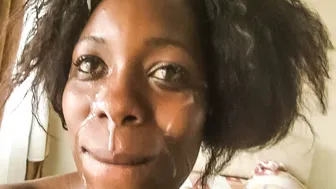 Rwandese Ebony CUMMED on After Job By Big Dick White Boss