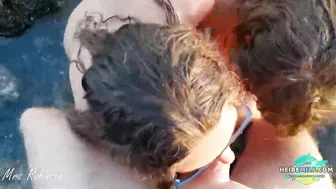 Wir saugen seinen Schwanz am Meer fuer Facial Creampie