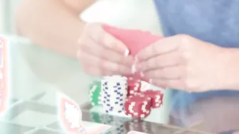 The fathers first swap poker chips then their daughters
