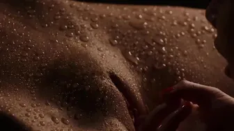 Lustful lesbian babe fingers and licks pussy very slowly