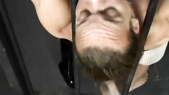 Pvc dom whipping bdsm sub inside the prison
